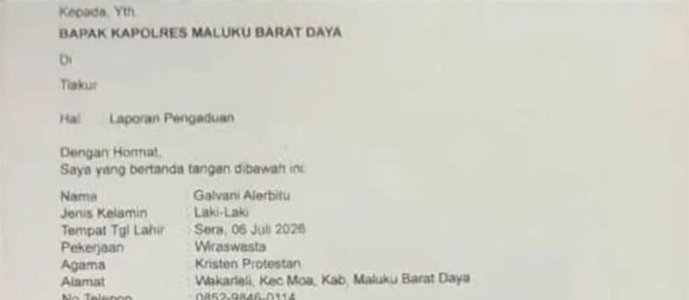 Anggota DPRD MBD Winnetou Akse Dilaporkan Warga ke Polisi Anggota DPRD MBD Winnetou Akse Dilaporkan Warga ke Polisi